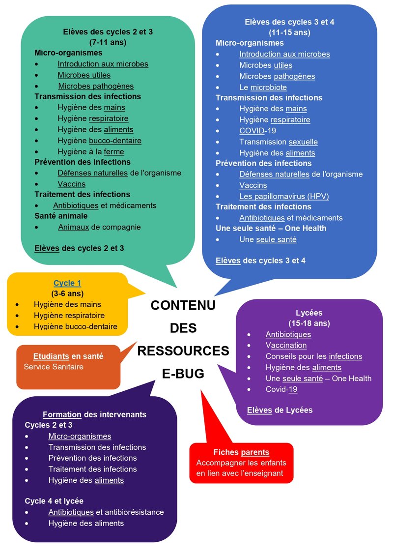 contenu des ressources e-bug 2023